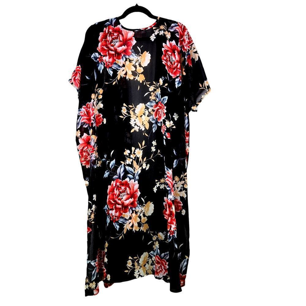 Band of Gypsies Floral Kimono Women Sz Small Black Romantic Feminine Whimsigoth - Picture 2 of 10